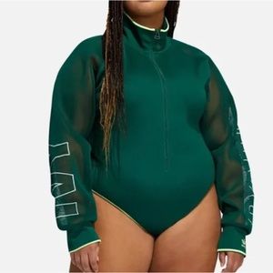 Adidas x Ivy Park Mesh Long Sleeve Bodysuit Dark Green (Size 4X)